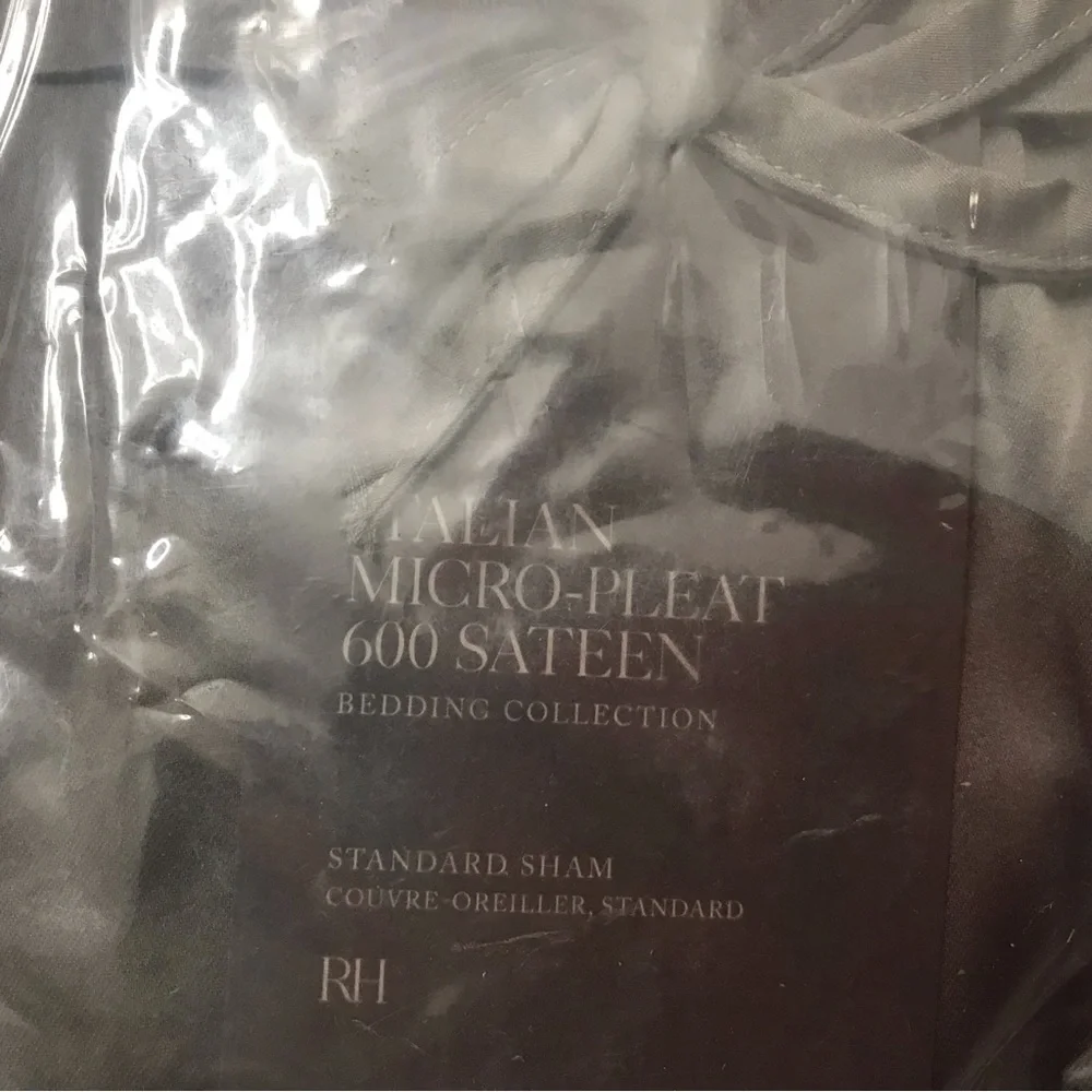 Restoration Hardware Italian Micro-Pleat 600 Sateen Standard Sham Gray New